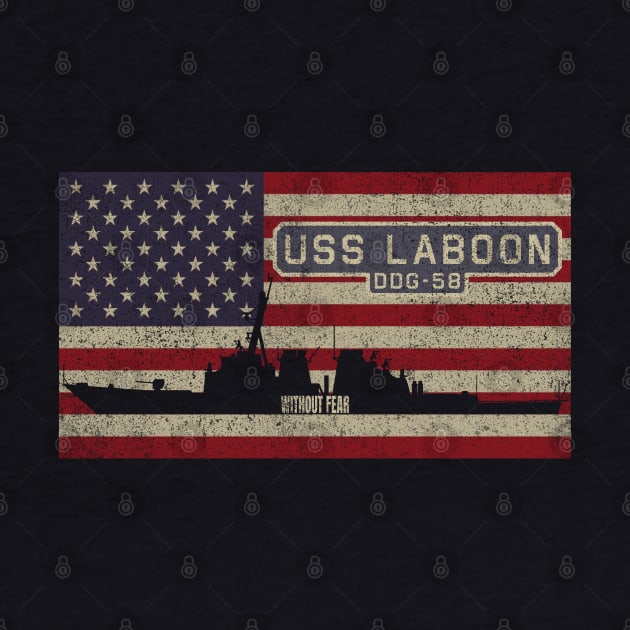 Laboon DDG-58 Arleigh Burke-class Guided Missile Destroyer Vintage USA  American Flag Gift by Battlefields